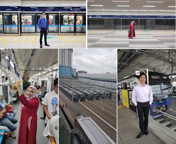 인도네시아 자카르타시가 지난 3월 도심고속철(MRT)을 개통하면서 교통문화에 새로운 바람이 불고 있다. 사진은 KOTRA 자카르타무역관 직원들이 새로 개통한 MRT를 직접 시승체험한 모습. 사진제공=KOTRA 자카르타무역관