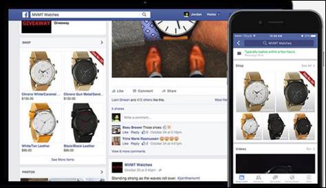 Facebook Shop을 통한 상품 판매의 예