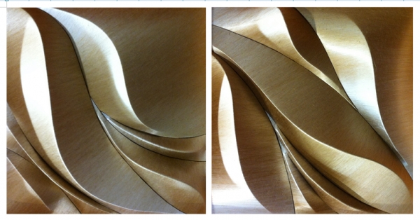 곡선의 유희 35x35cmx2p vinyl thread wrapping. 2012.