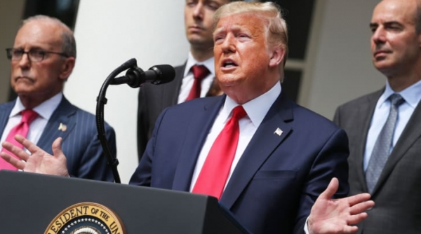 트럼프 대통령은 5일(현지시간) 백악관 로즈가든에서 열린 기자회견에서 경제활동 정상화를 강력히 촉구했다. 사진=Chip Somodevilla | Getty Images