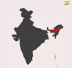 붉은색이 아삼 주다. 인도홍차 절반 정도가 이곳에서 생산된다. 사진= 구글