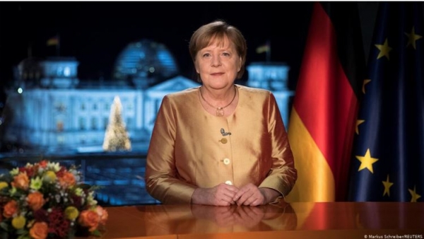 앙겔라 메르켈 독일 총리가 2021년 신년사를 발표하고 있다. 출처= www.dw.com