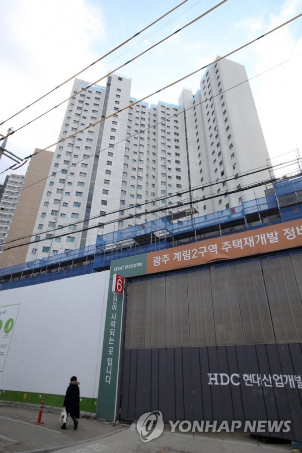 7월 입주 예정인 현대산업개발의 계림동 아파트 건설 현장. 사진=연합뉴스