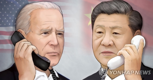 조 바이든 미국 대통령과 시진핑(習近平) 중국 국가주석이 오는 18일(현지시간) 전화 통화를 한다. PG=연합