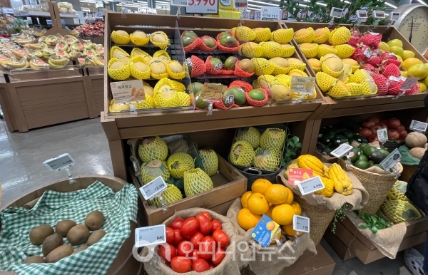 홈플러스 간석점 메가푸드마켓에서 불수감 등의 이색 과일이 판매되고 있다. 사진=김솔아 기자