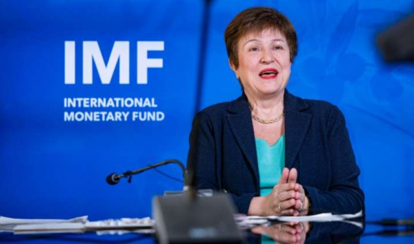 크리스티나 게오르기에바 국제통화기금(IMF) 총재는 6일(현지시간)IMF와 세계은행(WB) 춘계 총회를 앞두고 워싱턴DC에서 열린 대담에서 세계 경제 성장률이 앞으로 5년간 3% 수준을 유지할 것으로 전망한다"고 밝혔다. 사진=AP/연합