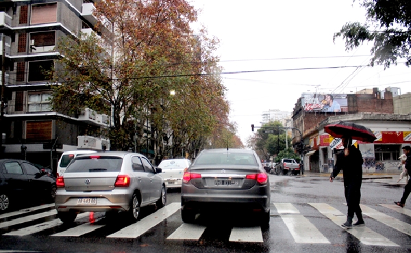 부에노스 아이레스 알마그로 지역의 도로에서 신호등이 작동하지 않아 차량과 보행자가 동시에 길을 건너고 있다. 사진=이정은 통신원